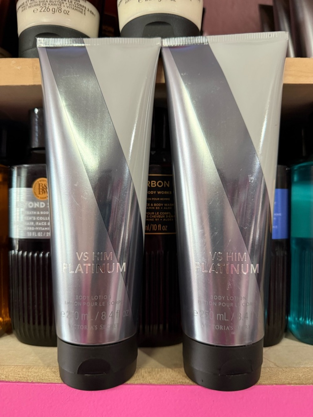 2 Victoria's Secret VS HIM Platinum Men's Body Lotion - Silver